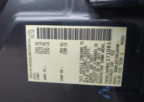 2010 Nissan Altima 2.5 S from USA, damaged, VIN 1N4AL2AP8AC171085